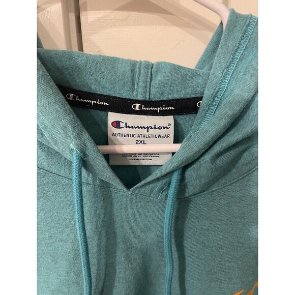 Champion men’s 2XL teal pullover hoodie lightweight - Picture 4 of 6